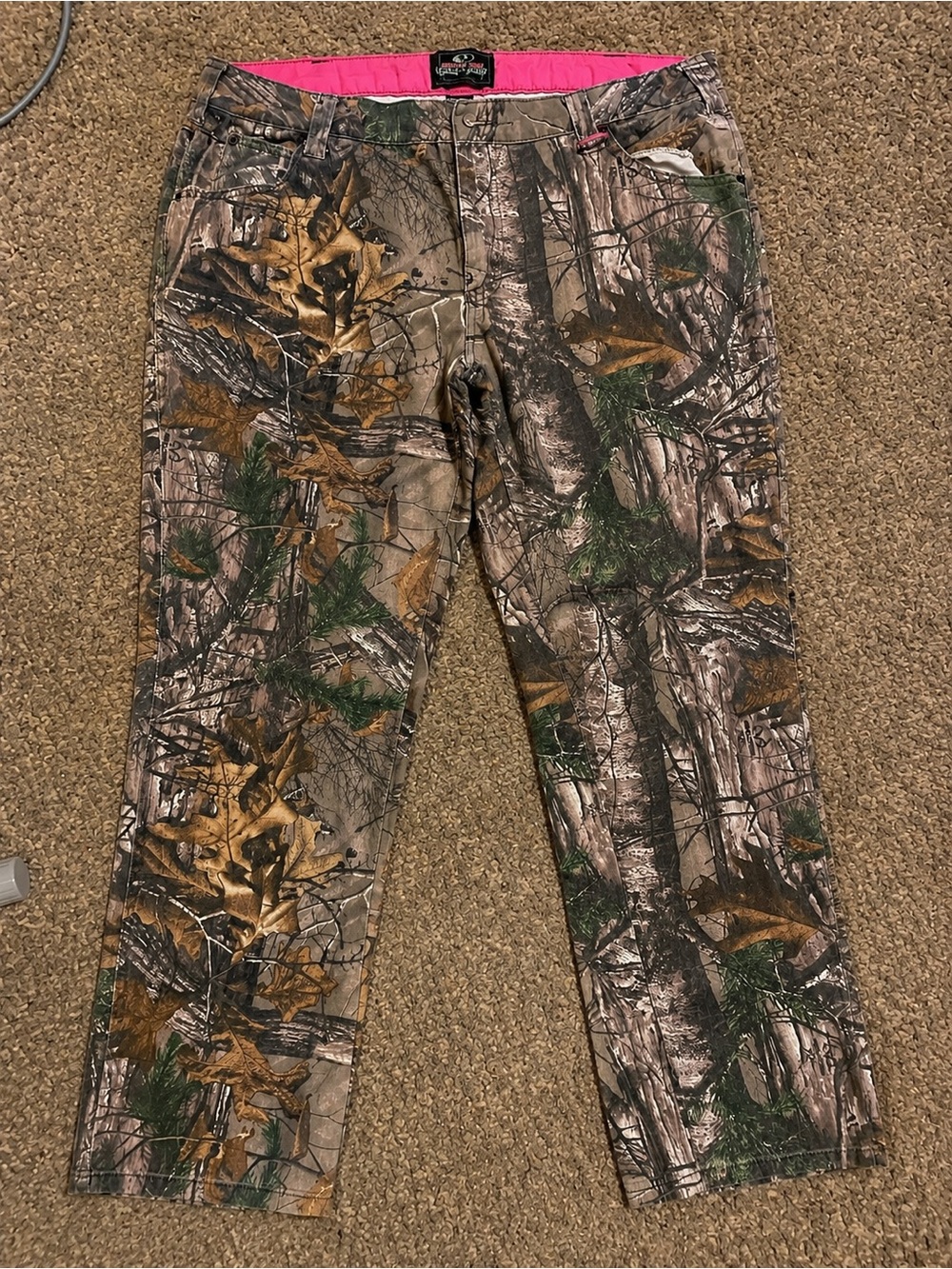Realtree Camo Hunting Pants with Pink Waist Lining